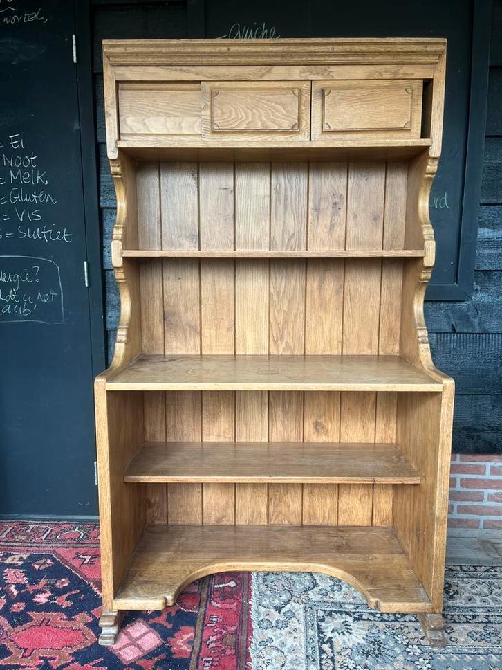 Rustieke kast van massief eiken, Huis en Inrichting, Kasten | Boekenkasten, Gebruikt, 100 tot 150 cm, 25 tot 50 cm, Met plank(en)