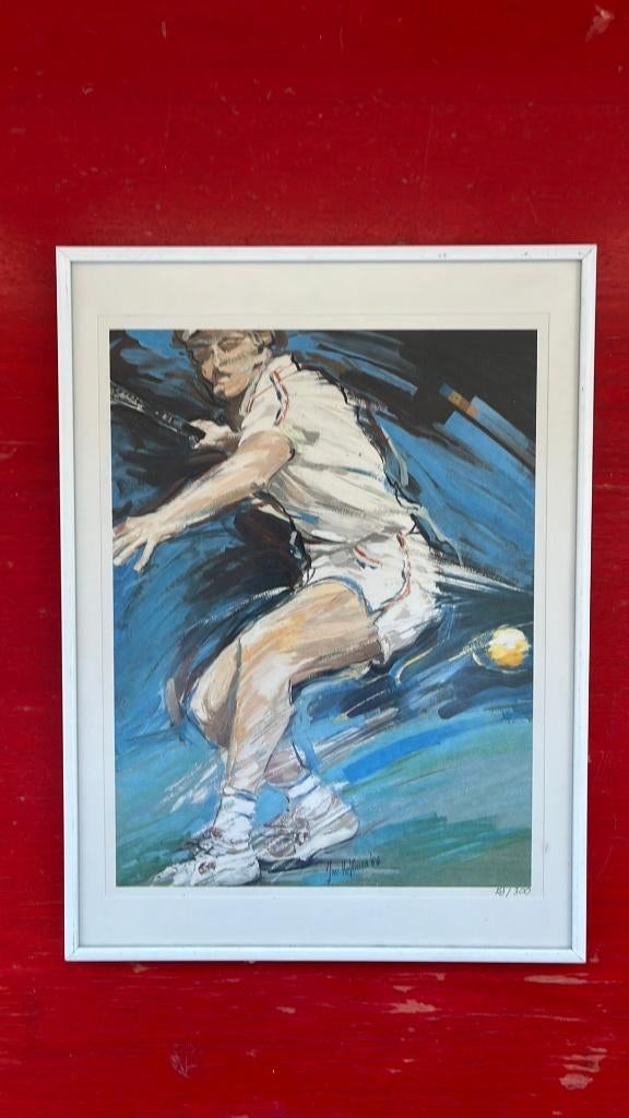 Jan Hofland, tennisspeler, zeefdruk, 28/300, 1988 - Tennis, Ophalen of Verzenden