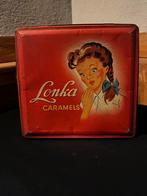 Prachtig groot oud vierkant Lonka caramels  blik., Verzenden, Gebruikt, Verpakking