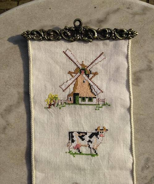 Vintage schellekoord geborduurd loper merklap Nederland (SK1, Hobby en Vrije tijd, Borduren en Borduurmachines, Gebruikt, Overige typen