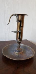Koperen schuifkandelaar., Antiek en Kunst, Ophalen of Verzenden, Koper of Brons