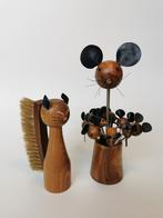 Retro vintage cocktail prikkers set muis en borstel poes / k, Verzamelen, Retro, Verzenden, Huis en Inrichting