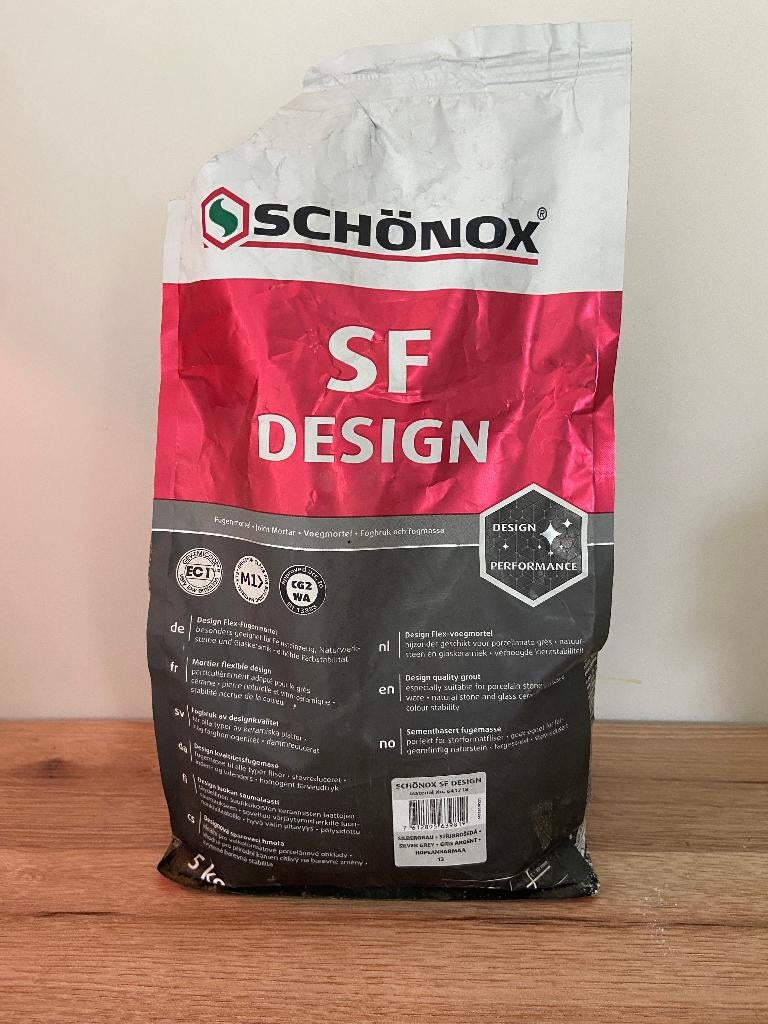 Schonox voegmortel SF Design zilvergrijs nog 3080 gram, Ophalen, Overige materialen, Overige typen, Nieuw