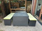 Tuintafel met bankjes en kussens, Ophalen, Zo goed als nieuw