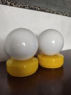 Space age vintage glazen tafellampen geel/ wit, Huis en Inrichting, Lampen | Tafellampen, Minder dan 50 cm, Ophalen of Verzenden