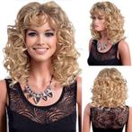 Pruik schouderlang haar in blondmix met krullen, Verzenden, Nieuw, Pruik of Haarverlenging