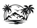 camper caravan auto bus sticker bergen palmen, The River House, Info@theriverhouse.nl, Nieuw, Ophalen of Verzenden