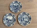 3 Delfts blauwe borden 4 jaargetijden, Antiek en Kunst, Ophalen