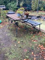 Tuintafel & Bank - Metalen Onderstel - Opknapper, Ophalen, Gebruikt, Rechthoekig, Metaal