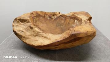 Decoratieve teakhouten (fruit)schaal, bloembak  beschikbaar voor biedingen