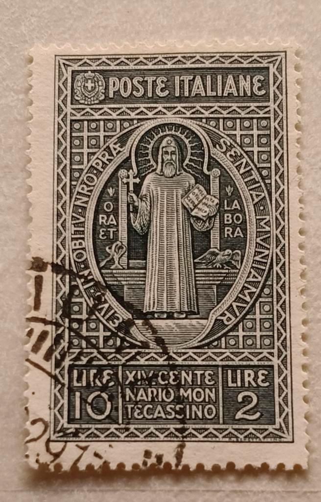 Italiaanse Postzegel - Heilige Benedictus, Postzegels en Munten, Postzegels | Europa | Italië, Gestempeld, Ophalen of Verzenden