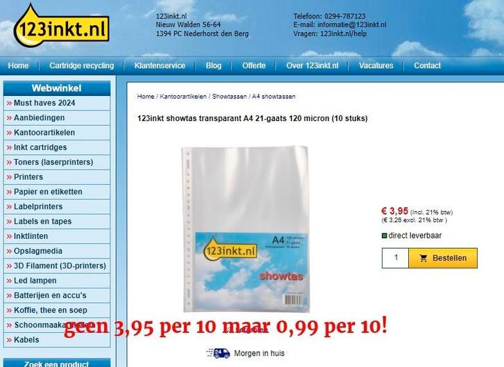 A4 Showtassen / Transparante hoezen, Diversen, Schrijfwaren, Nieuw, Ophalen of Verzenden