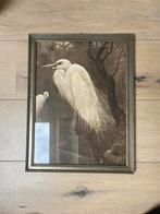 Geweldige vintage schilderij vogels kraanvogels, Ophalen, Zo goed als nieuw
