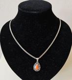 Zilveren gourmet ketting met hanger (62,5 cm), Antiek en Kunst, Ophalen of Verzenden, Zilver