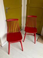Twee vintage rode spijlenstoelen ZPM Radomsko jaren 50, Ophalen, Gebruikt, Twee, Spijlenstoel Radomsko