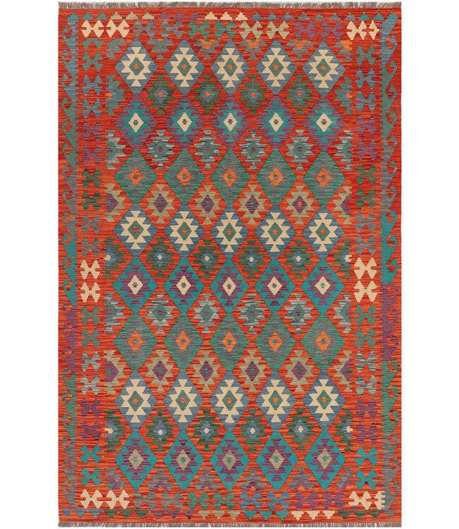 Handgeweven Afghaanse Kilim Vloerkleed 300x195cm, 150 tot 200 cm, Ophalen of Verzenden, Rechthoekig, Rood
