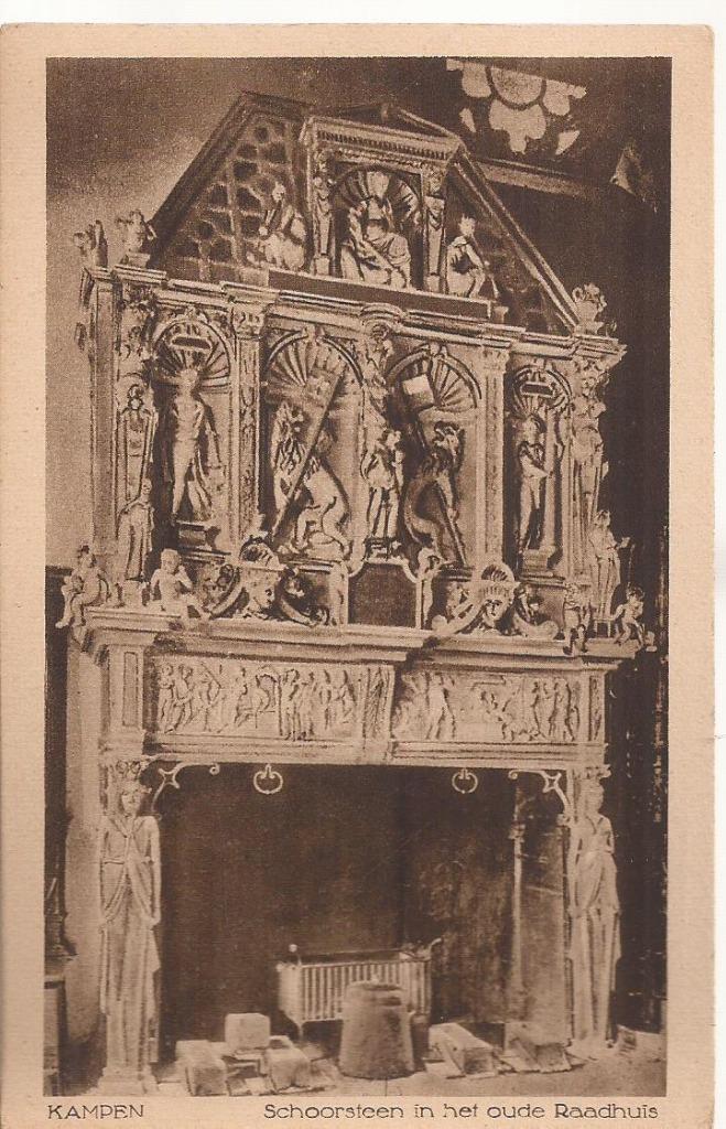 Kampen  Schoorsteen in het oude Raadhuis  ca. 1925, Verzamelen, Ansichtkaarten | Nederland, Ongelopen, Overijssel, 1920 tot 1940