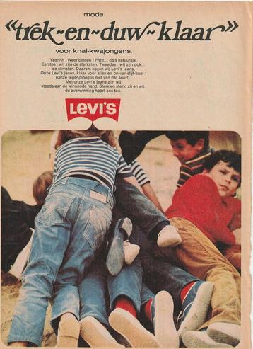Retro reclame 1971 Levi's jeans spijkerbroeken trek-en-duw beschikbaar voor biedingen