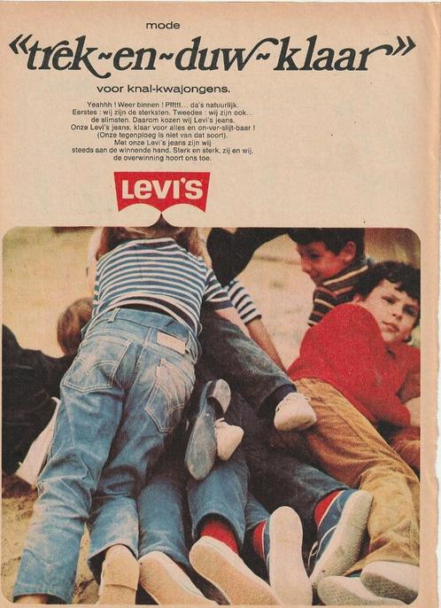 Retro reclame 1971 Levi's jeans spijkerbroeken trek-en-duw, Verzamelen, Retro, Overige typen, Verzenden