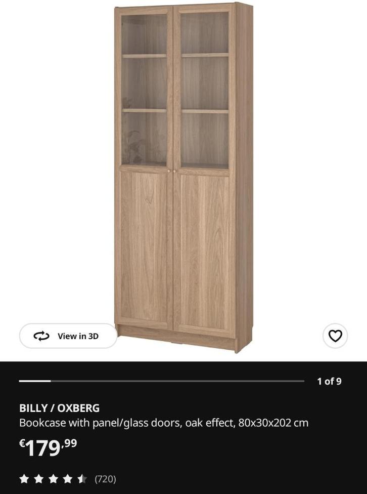 IKEA BILLY / OXBERG Boekenkasten, Huis en Inrichting, Kasten | Boekenkasten, Nieuw, 50 tot 100 cm, 200 cm of meer, 25 tot 50 cm