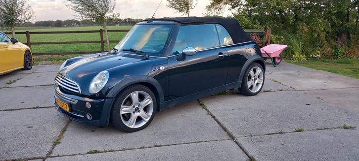 Mini Cabriolet., Auto diversen, Schadeauto's, Mini, Handgeschakeld, Benzine, Cabriolet, Zwart, Ophalen