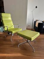Eames EA 222 replica softpad lounge fauteuil met ottoman, Huis en Inrichting, Fauteuils, Leer, Zo goed als nieuw, Ophalen
