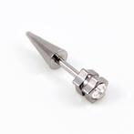 Zilverkleurige Stalen Fake Ster Oorbel Transparante Zirkonia, Met kristal, Overige materialen, Birgitta-Gracht 33, 6465 EL Kerkrade, Nederland