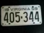 Kentekenplaat licenseplate Virginia 1959 USA, Verzenden, Gebruikt, Auto's