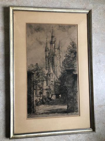 W.G. Hofker (1902 – 1981) Ets van de Oude Kerk in Delft beschikbaar voor biedingen