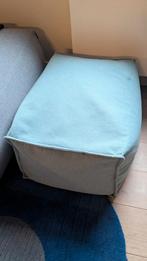 Blauwe poef / voetenbank, Huis en Inrichting, Ophalen, Gebruikt, 50 tot 75 cm, Rechthoekig