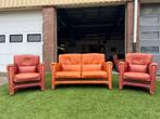 Bankstel Mol en Geurts buffel leren bank met  fauteuils, Geen, Geen, Design, Zo goed als nieuw