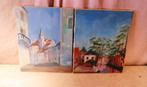2 Mooi geschilderde Werken 'Zuiderse Zichten' - gesigneerd, Antiek en Kunst, Kunst | Schilderijen | Klassiek, Ophalen of Verzenden