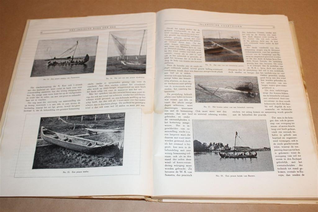 Antiek Indische Boek der Zee [1925] — Met Oude Zeekaart Java, Ophalen of Verzenden