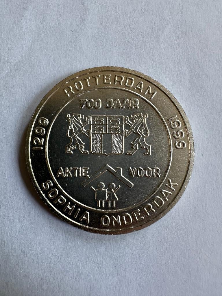 Penning 700 jaar Rotterdam Lionsclub Sophia ziekenhuis 1999, Postzegels en Munten, Ophalen of Verzenden, Overige materialen