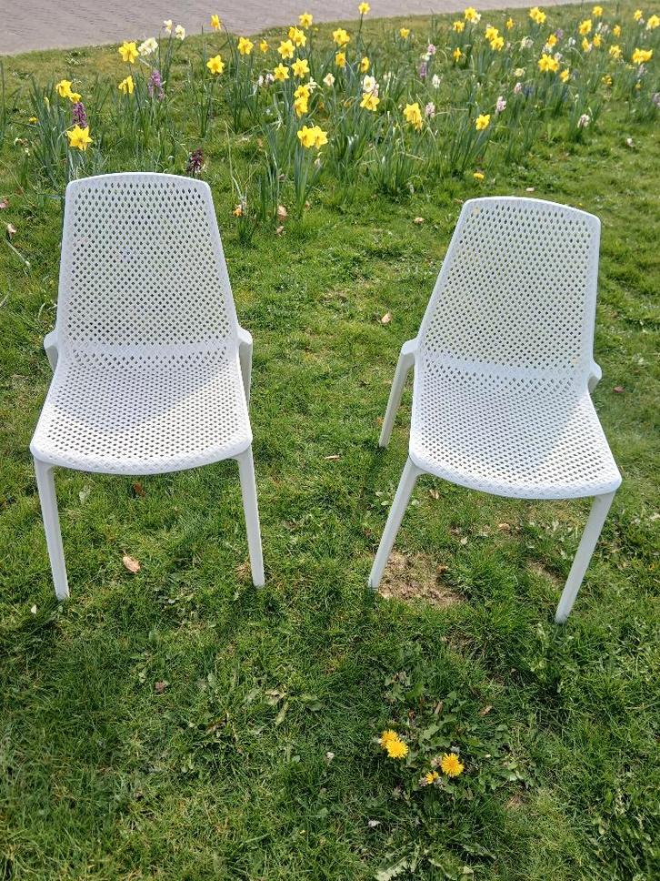 2 Design honingraat stoelen wit, Huis en Inrichting, Stoelen, Zo goed als nieuw, Twee, Kunststof, Wit, Ophalen