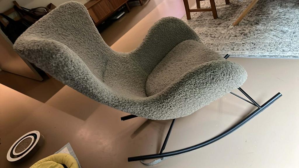 Westwing schommelstoel grijs, Huis en Inrichting, Stoelen, Ophalen, Gebruikt, Eén, Stof