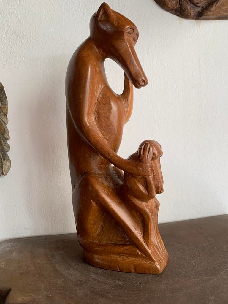Aap aapjes houtsnijwerk vintage baviaan hout gestoken, Antiek en Kunst, Verzenden