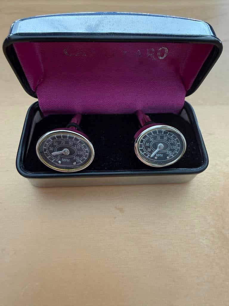Vintage Manchetknopen Snelheidsmeter / Oldtimer, Ophalen of Verzenden, Gebruikt, Overige materialen