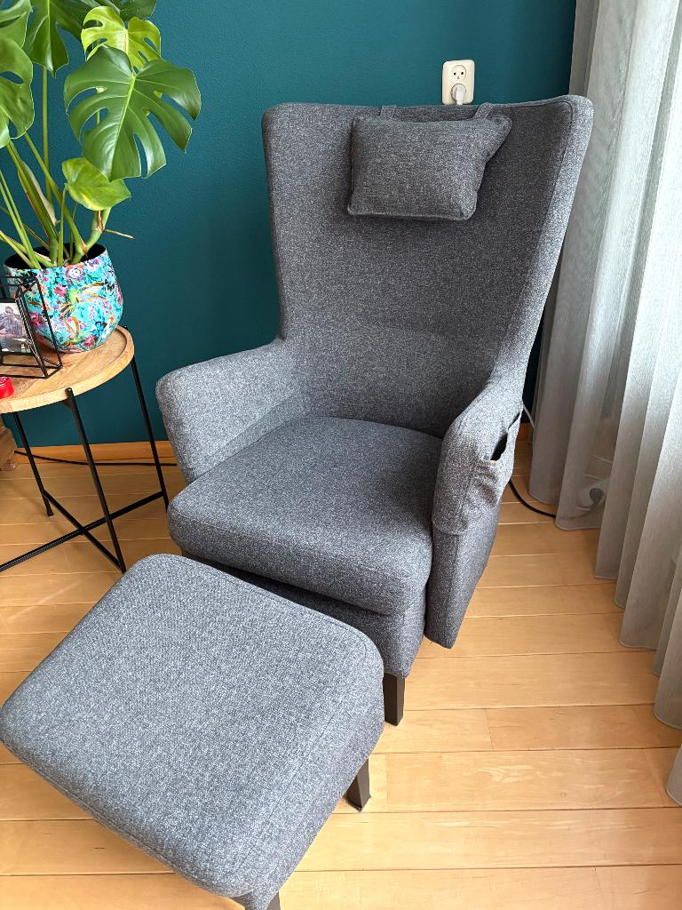 Relax stoel met hocker, Ophalen, Minder dan 75 cm, Zo goed als nieuw, 50 tot 75 cm