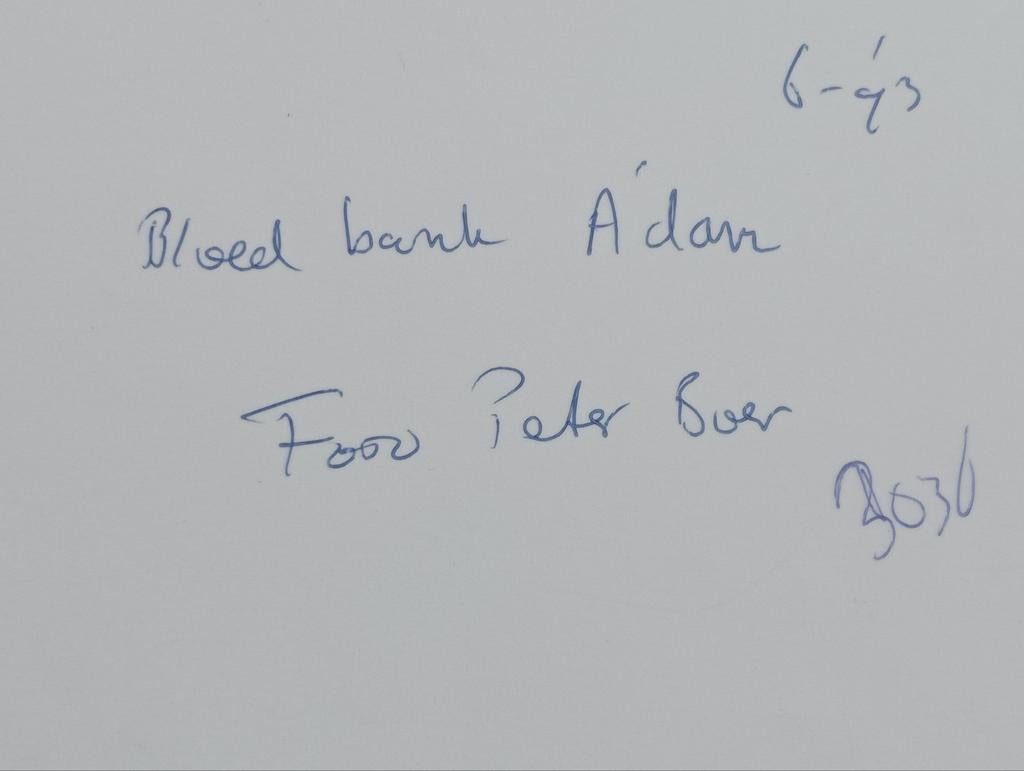Peter Boer Bloedbank Amsterdam 1993, Ophalen of Verzenden, 1980 tot heden, Zo goed als nieuw, Overige onderwerpen