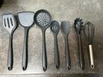 Set 7 stuks siliconen keukengerei zwart keukengereedschap, Ophalen of Verzenden