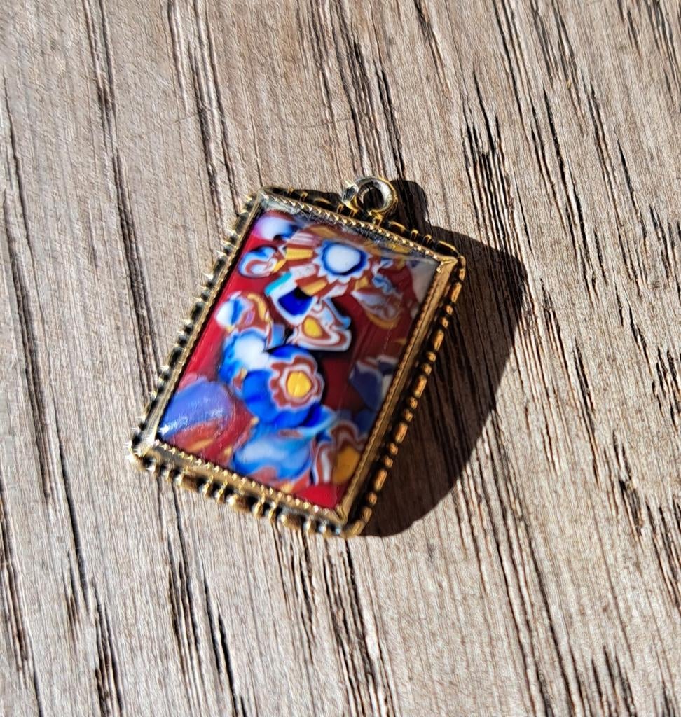 Vintage TLM millefiori zilver hanger., Ophalen, Zilver