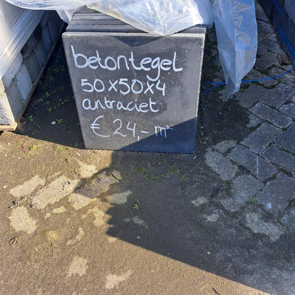 Betontegels 50x50x4 antraciet, Tuin en Terras, Tegels en Klinkers, Ophalen of Verzenden, Beton, Terrastegels