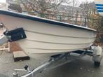 Polyester vis/toer boot met trailer en 4pk 4-takt motor, Watersport en Boten, Ophalen, Tot 10 pk, Zo goed als nieuw, 3 tot 6 meter