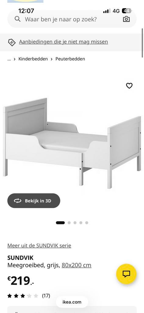 Meegroeibed ikea, Ophalen, 70 tot 85 cm, Zo goed als nieuw, Lattenbodem