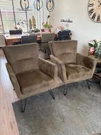 2 Luxe donkergroene suedine fauteuils van De Bommel, Huis en Inrichting, Fauteuils, Ophalen, 75 tot 100 cm, Zo goed als nieuw