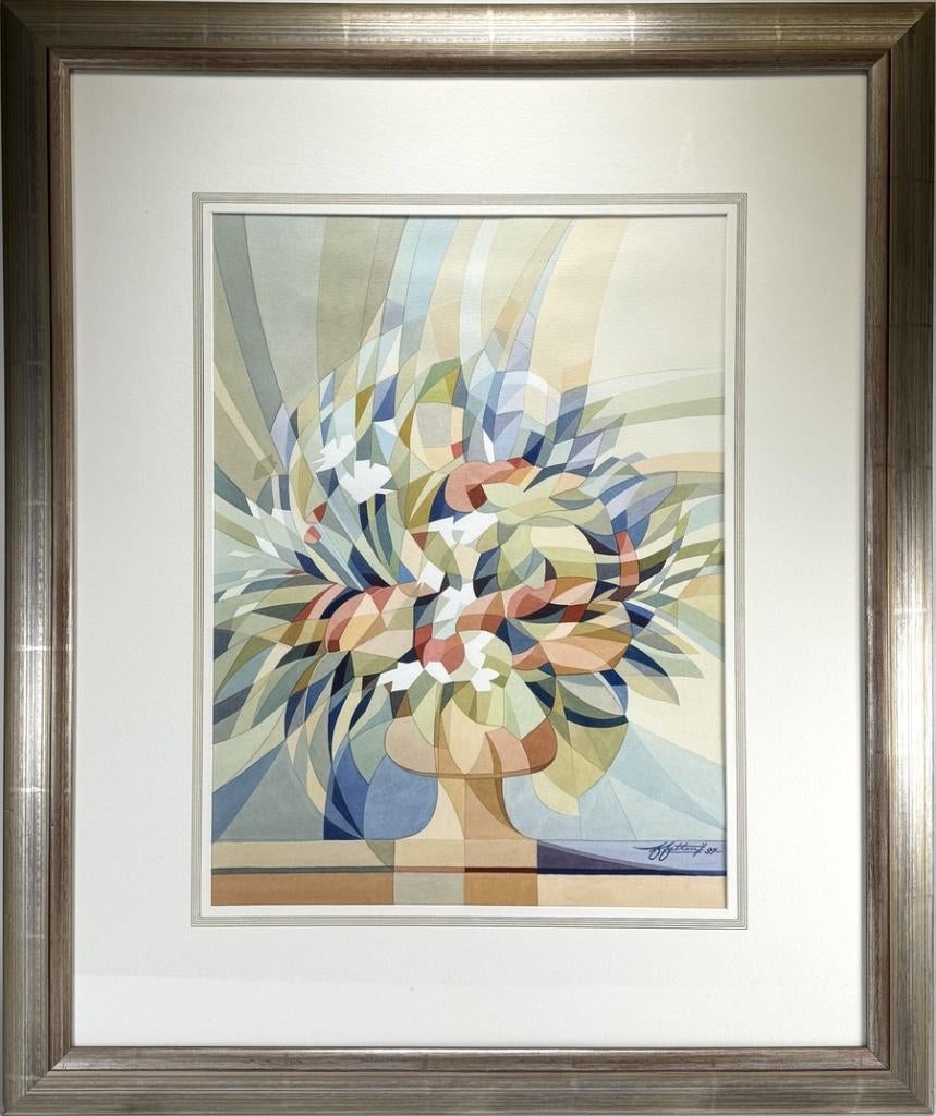 1104. Aquarel - abstract bloemstuk, 1997, Ophalen of Verzenden