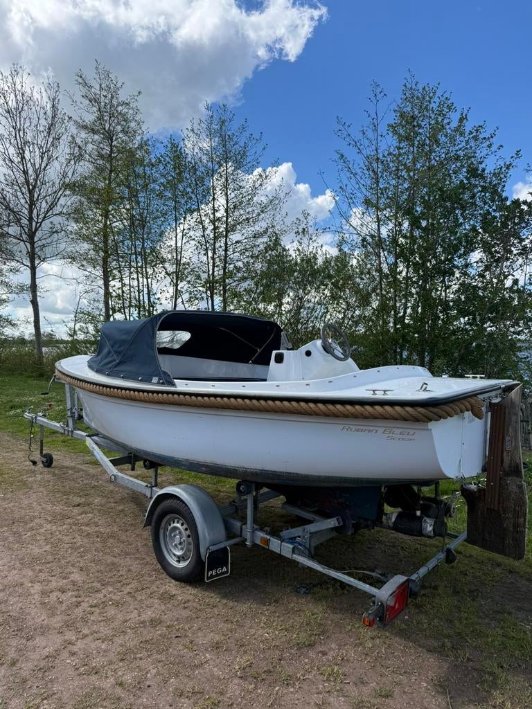 Elektrische sloep + Pega boottrailer, Watersport en Boten, Tot 10 pk, Elektrisch, Ophalen of Verzenden, Zo goed als nieuw