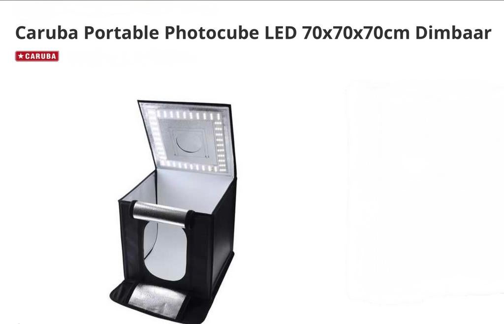 Caruba Portable Fotostudio LED 70x70x70cm, Audio, Tv en Foto, Fotografie | Fotostudio en Toebehoren, Ophalen, Gebruikt, Complete fotostudio