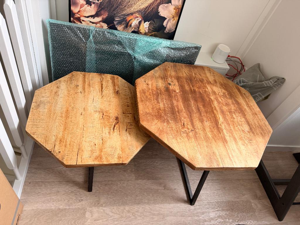 Mangohouten tafeltjes, Ophalen, Gebruikt, 100 tot 150 cm, 150 tot 200 cm